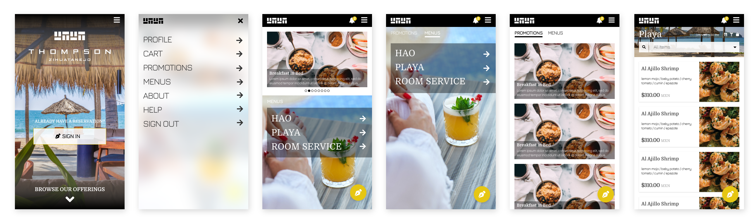 Mockups for Thompson Hotel